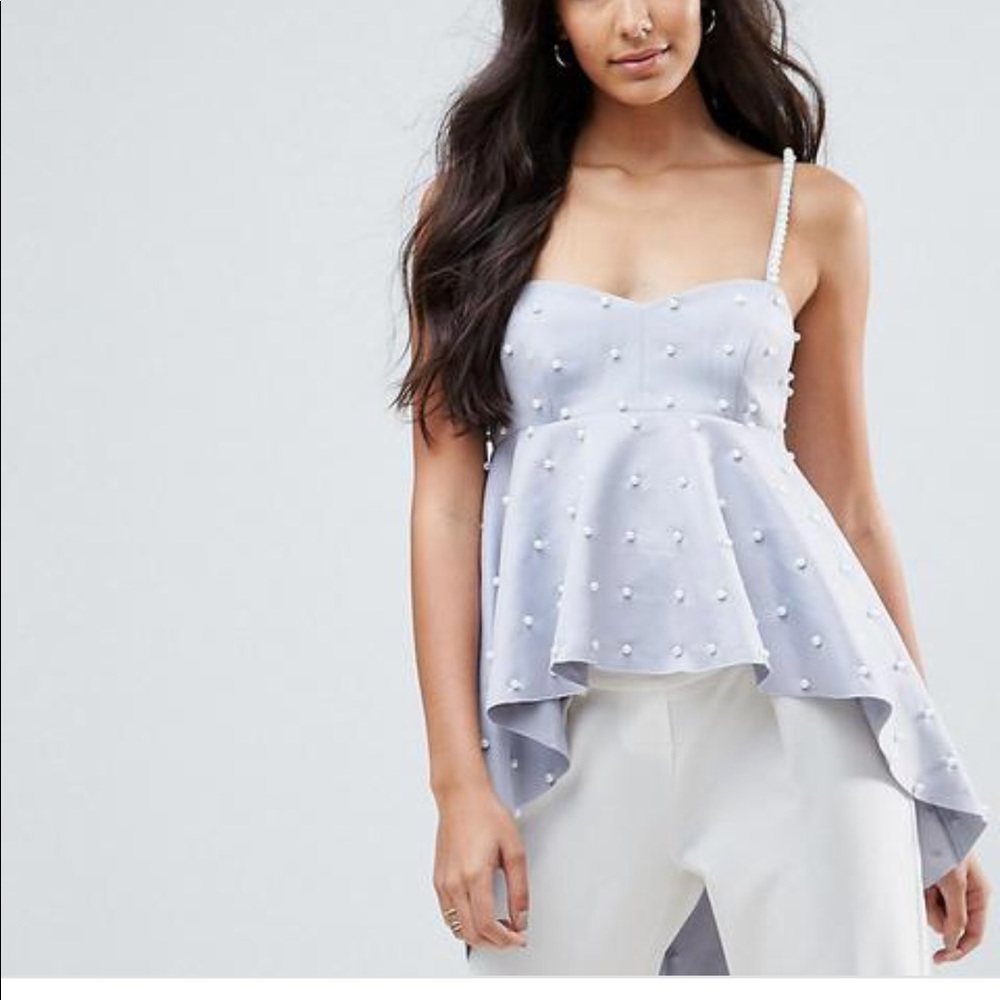 Asos tall pearl embellished cami top